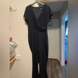 Navy blue, full length jumpsuit with waste cuff